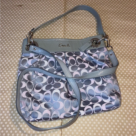 Coach Handbags - Coach Pink and Gray Signature Shoulder/Crossbody Bag